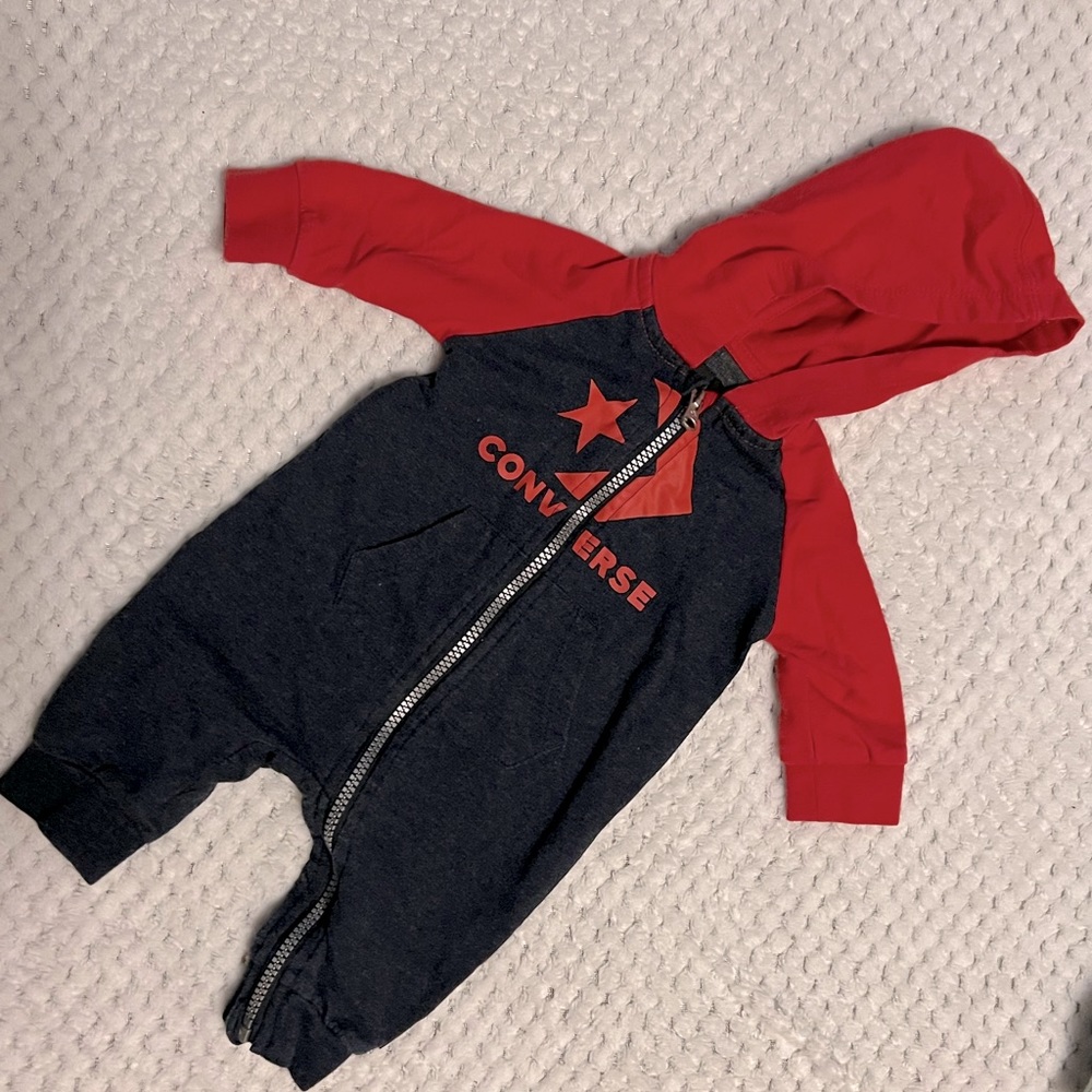 Converse 3 months zipper hoodie romper
